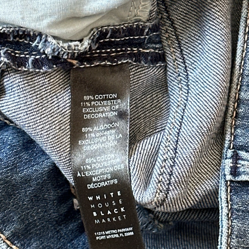 White House Black Market Blue Embroidered Distressed Jean Shorts - Picture 4 of 5